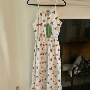Farm Rio off white embroidered midi dress